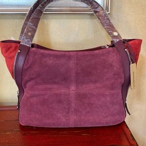 Tignanello Two Tone Genuine Suede Shoulder Bag